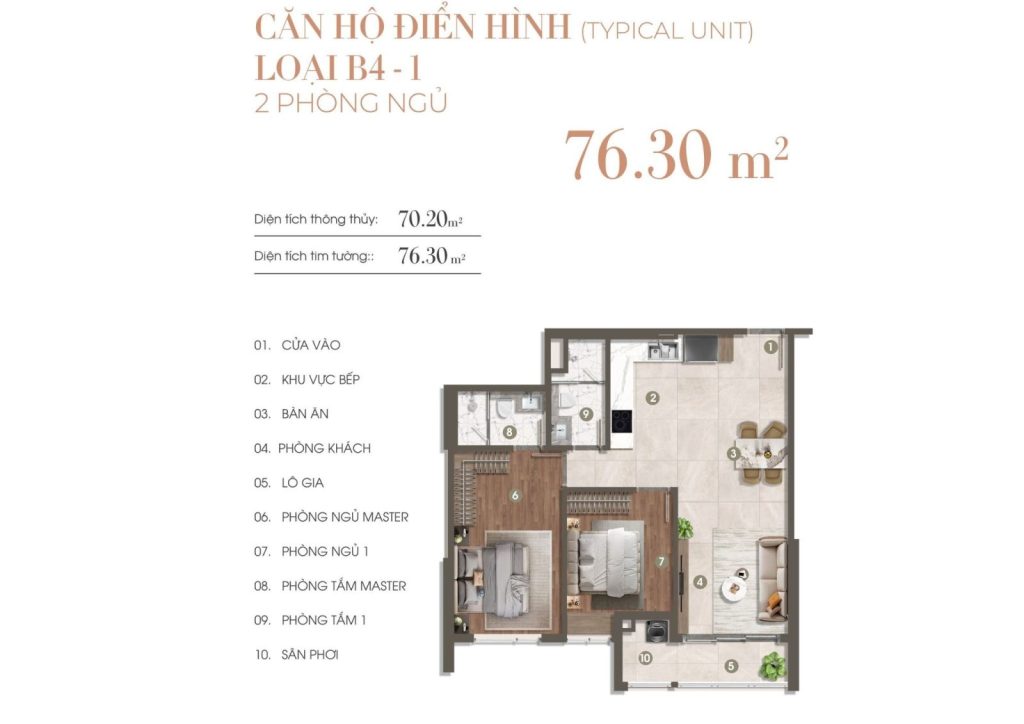 LAYOUT 2 PHÒNG NGỦ B4 CHUNG CƯ THE PRIVÉ QUẬN 2