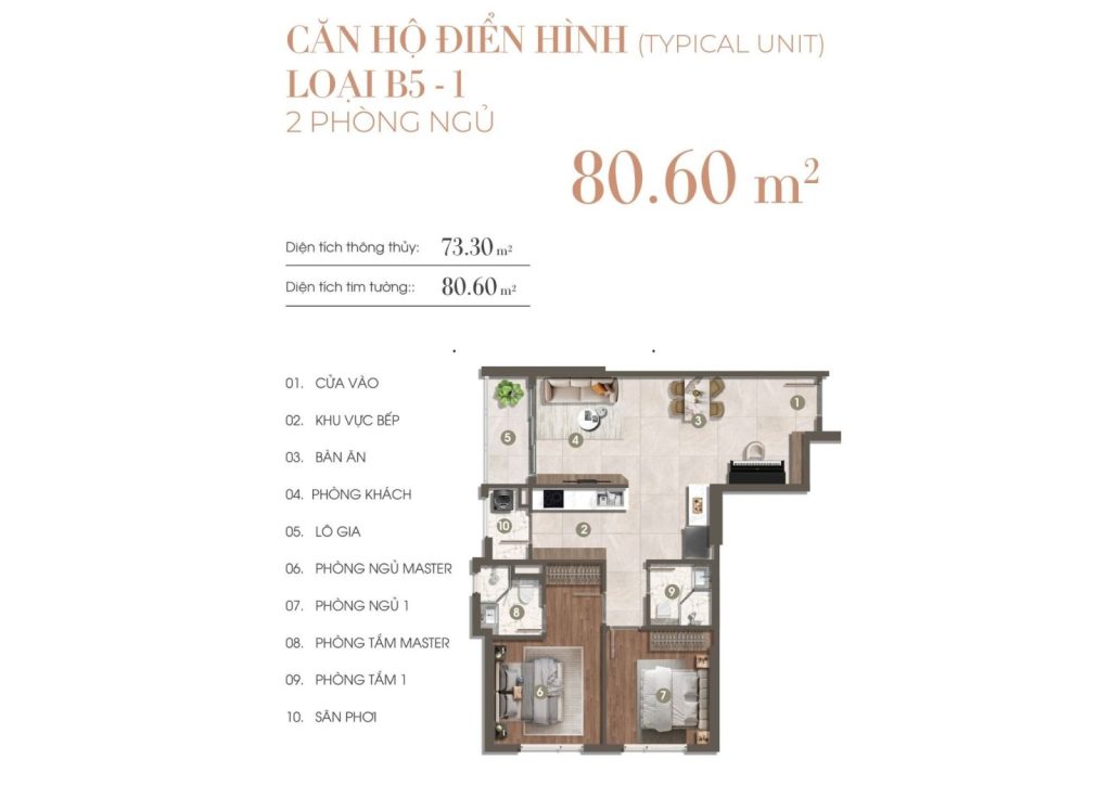 LAYOUT 2 PHÒNG NGỦ B5 CHUNG CƯ THE PRIVÉ QUẬN 2