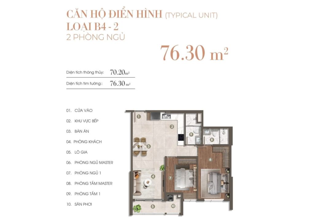 LAYOUT CĂN 2 PHÒNG NGỦ B4 2 CĂN HỘ THE PRIVÉ QUẬN 2