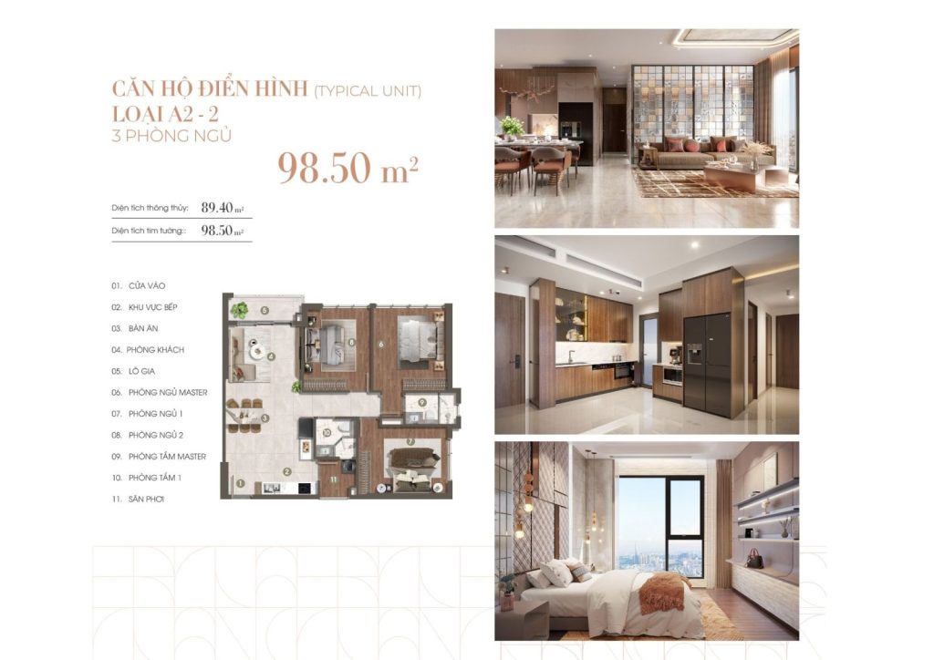 LAYOUT CĂN HỘ 3 PHÒNG NGỦ A2 2 CĂN HỘ THE PRIVÉ QUẬN 2