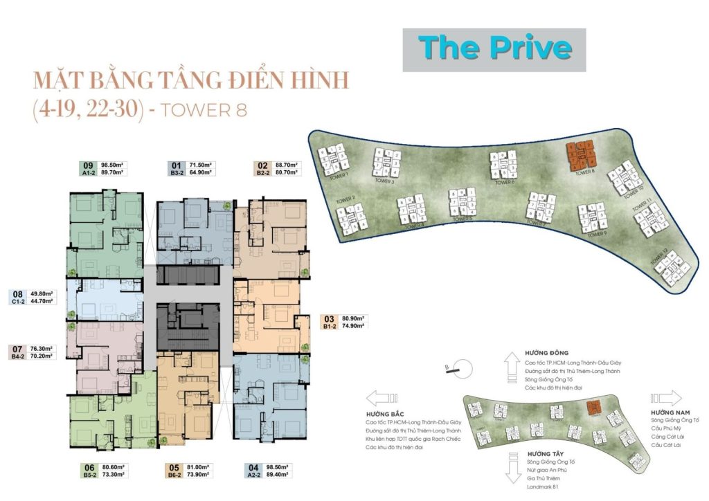 MẶT BẰNG TẦNG 4 - 19 THÁP 8 CĂN HỘ THE PRIVÉ QUẬN 2
