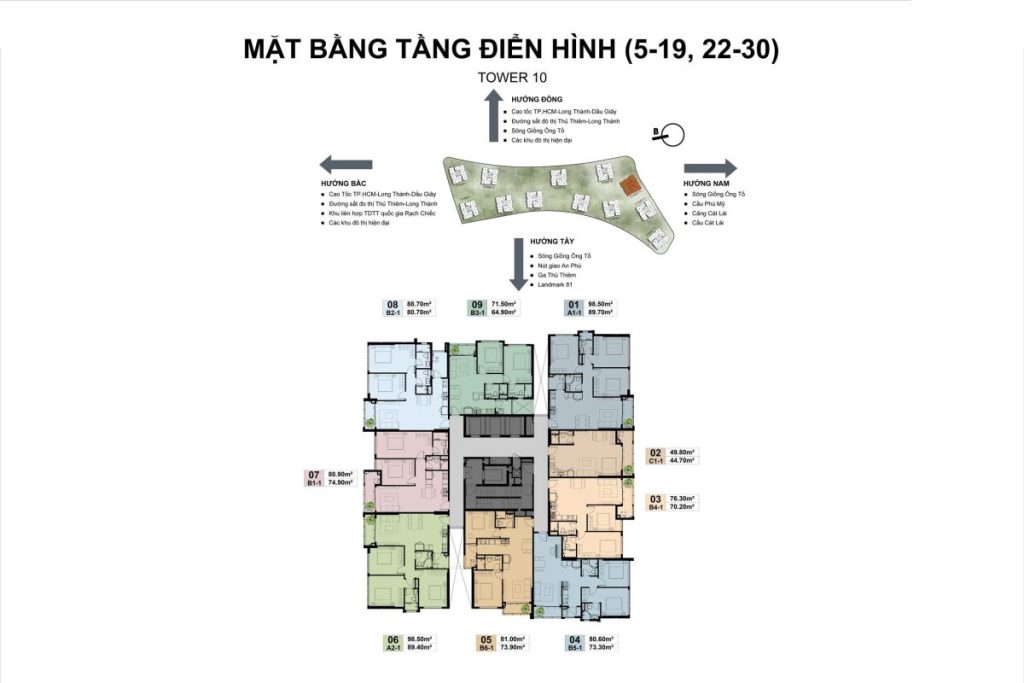MẶT BẰNG THÁP 10 CĂN HỘ THE PRIVÉ QUẬN 2