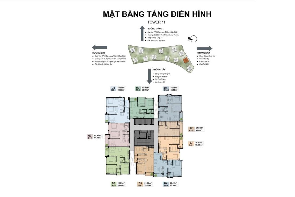MẶT BẰNG THÁP 11 CĂN HỘ THE PRIVÉ QUẬN 2