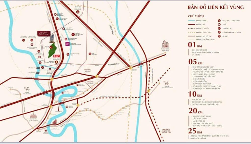 kết nối giao thông chung cư Khải Hoàn Imperial Thuận An Bình Dương