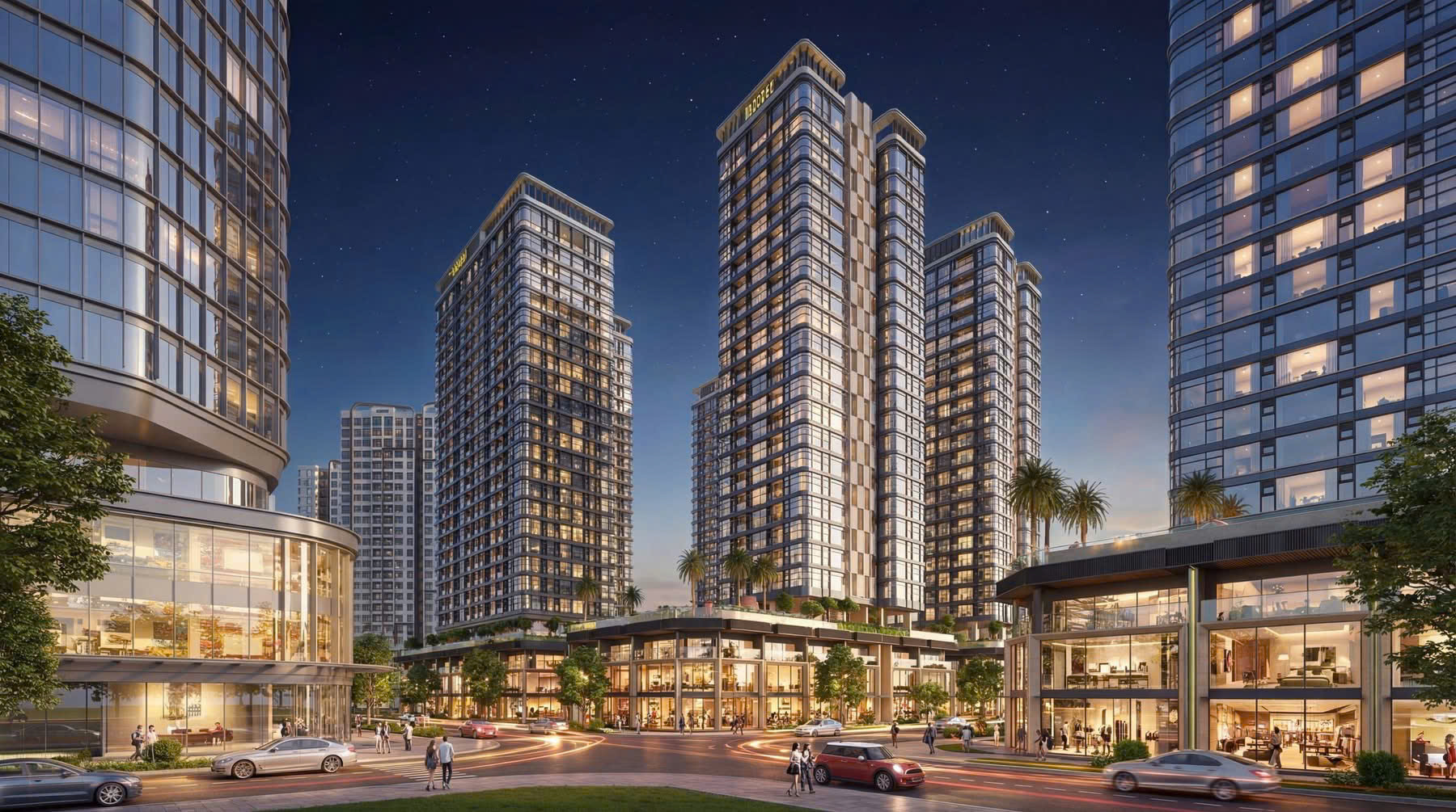 arene thủ thiêm ban đêm, căn hộ sala cao cấp, phối cảnh đẹp