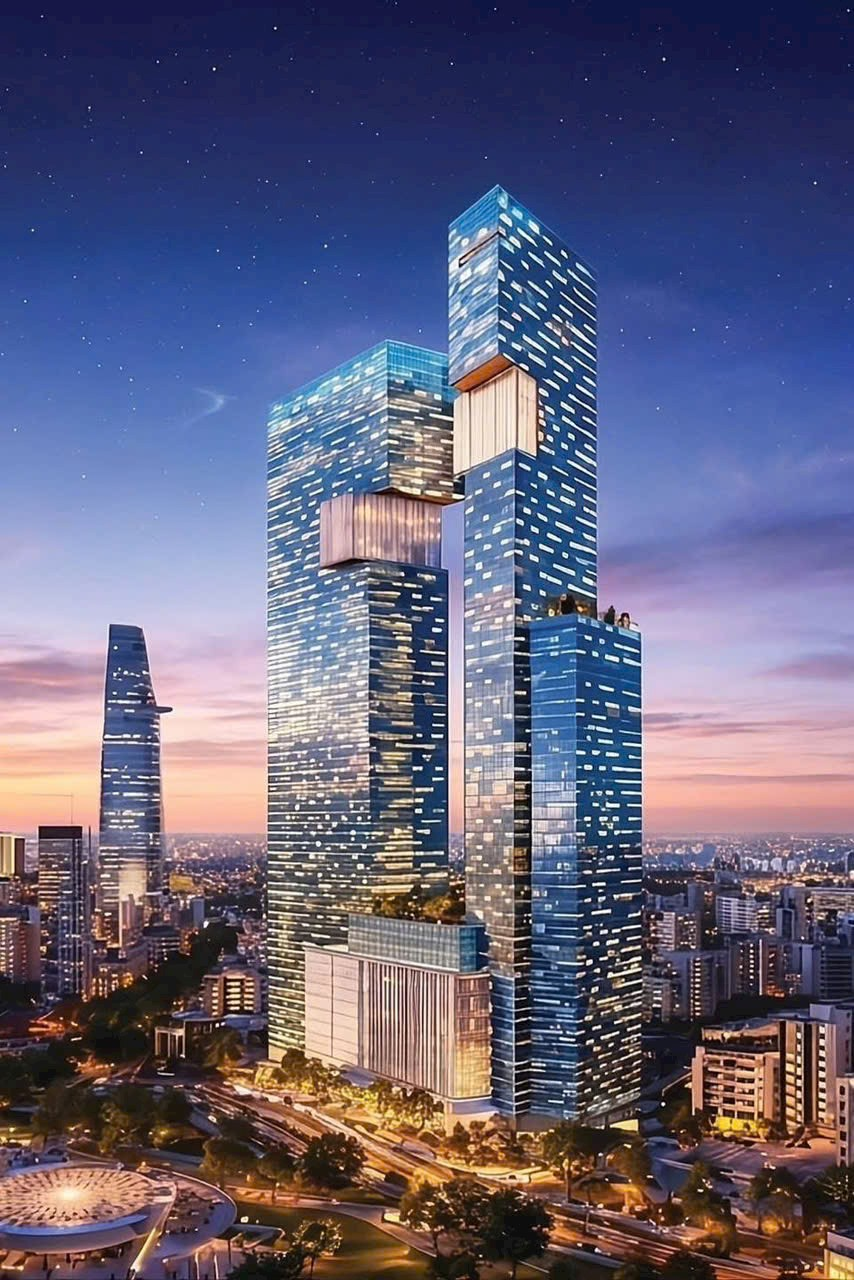 dự án tháp đôi tphcm, kiến trúc cao tầng, bất động sản trung tâm