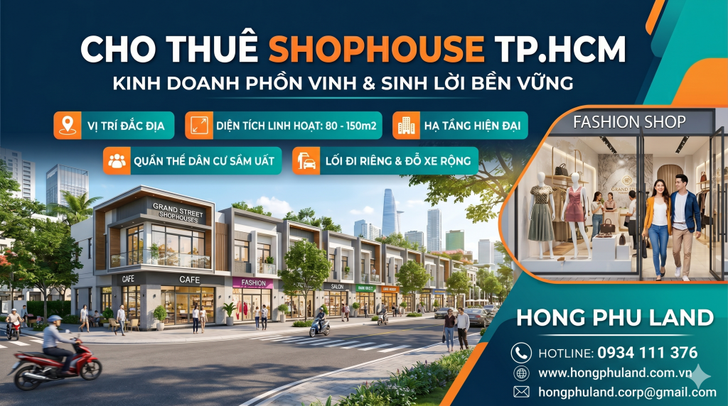 cho thuê shophouse tphcm, shophouse mặt tiền tphcm, thuê shophouse kinh doanh