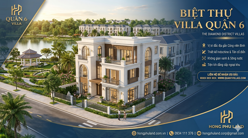 biệt thự tân cổ điển quận 6, villa cao cấp quận 6, biệt thự sang trọng Sài Gòn, villa đẹp TP.HCM